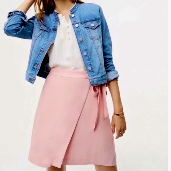Loft Mini Wrap Skirt Light Pink 6 - Picture 1 of 11